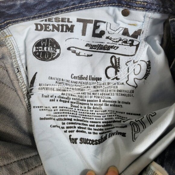 Diesel Zatiny Regular Bootcut Jeans 34x32 Fits 36x34 Distress Button Fly 0803M - Picture 5 of 10